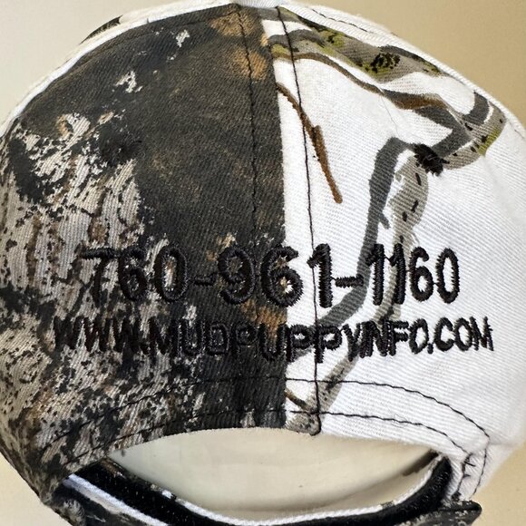 Mud Puppy Baseball Hat Camo Hunter Info Adjustable Strap Back Cap Embroidered - Picture 7 of 9